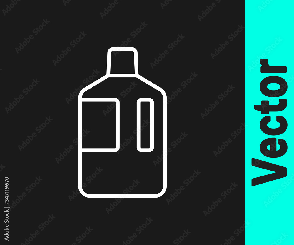 White line Big bottle with clean water icon isolated on black background. Plastic container for the cooler. Vector Illustration White line Big bottle with clean water icon isolated on black background. Plastic container for the cooler. Vector Illustration