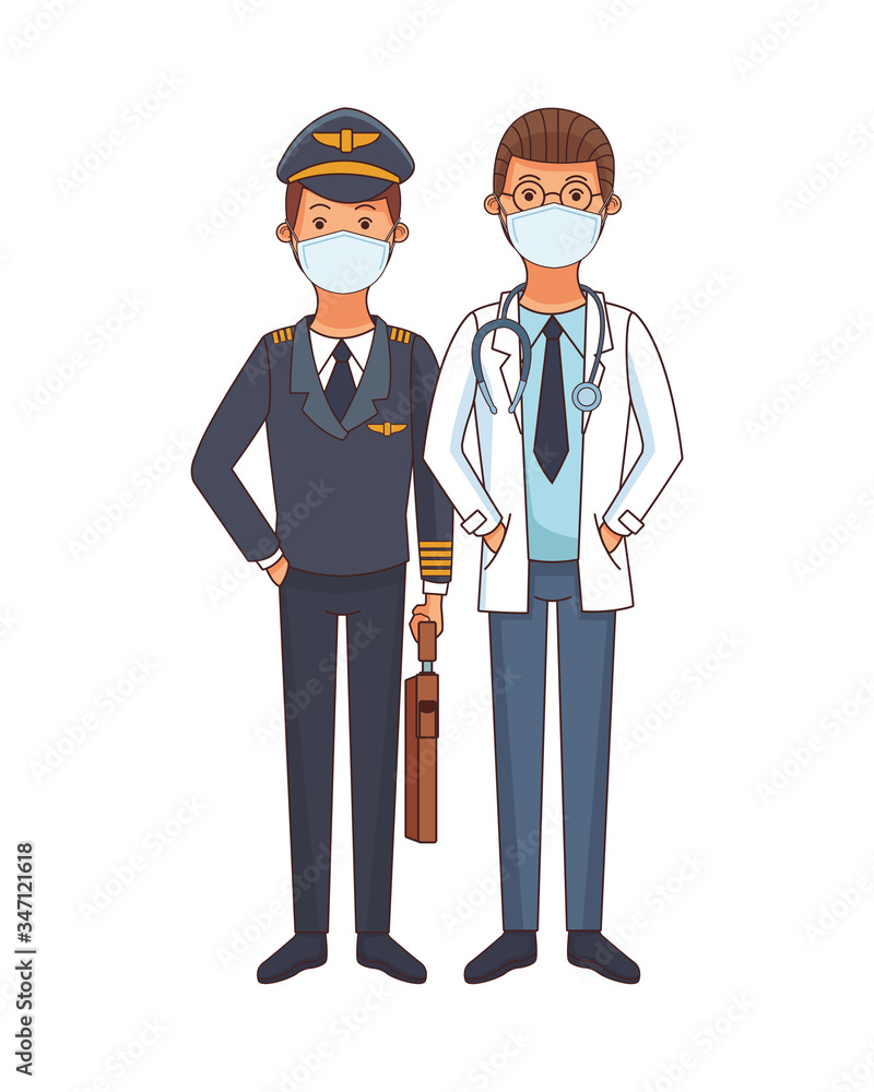 pilot and doctor using face masks