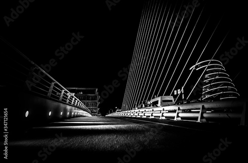 Photography Samuel Beckett Bridge in Dublin (black and white)