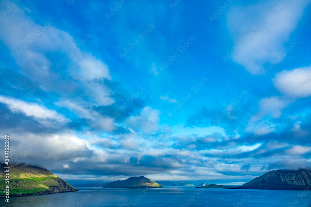 Spectacular view of Faroe Islands under cloudscape