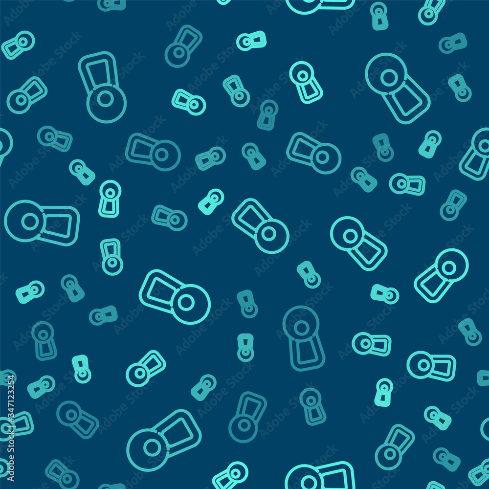 Green line Kettlebell icon isolated seamless pattern on blue background. Sport equipment. Vector Illustration Green line Kettlebell icon isolated seamless pattern on blue background. Sport equipment. Vector Illustration
