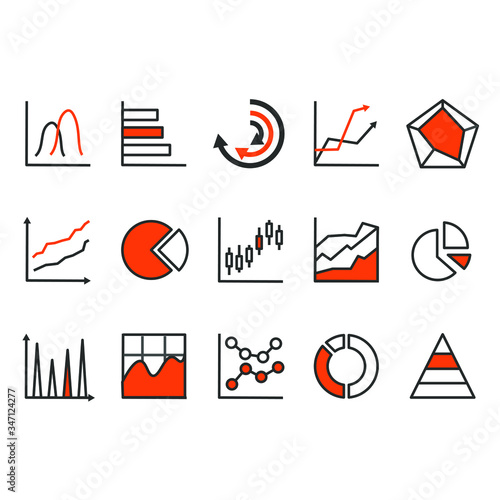 Wallpaper Mural Set of chart for report icon. Flat success graph symbol vector illustrator. Torontodigital.ca