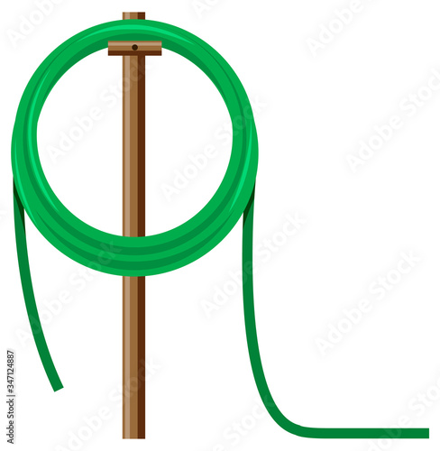 Roll of green hose on white background
