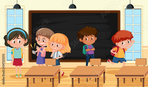 Scene with kid bullying their friend at school