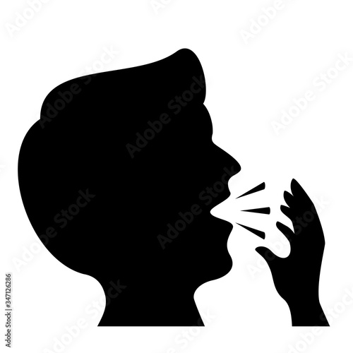 Coughing or sneezing man vector icon
