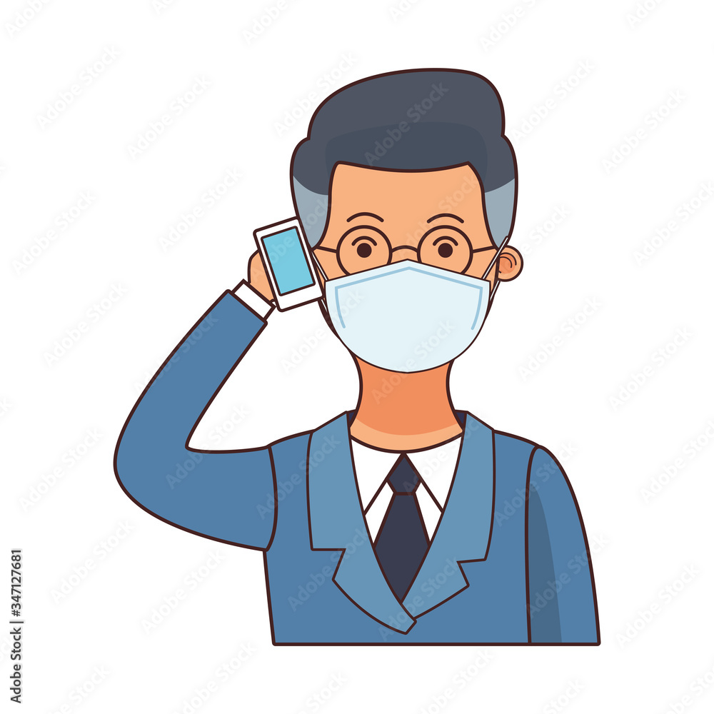 businessman worker profession using face mask