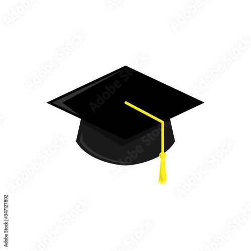 abstract graduation hat vector illustration, perfect for education, flat color style