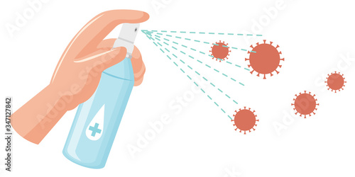 Bottle of alcohol spay prevent Covid-19