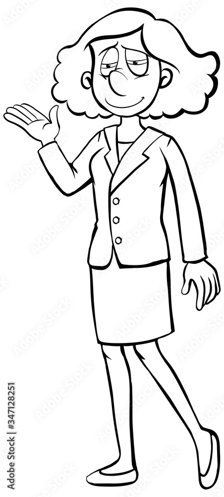 Doodle drawing of businesswoman on white background