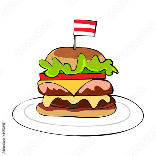 ボリュームのあるハンバーガー