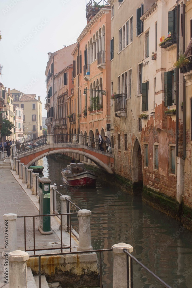 Traditional canal in Venice with its sidewalk