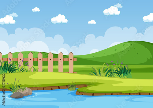 Background scene with river in the park