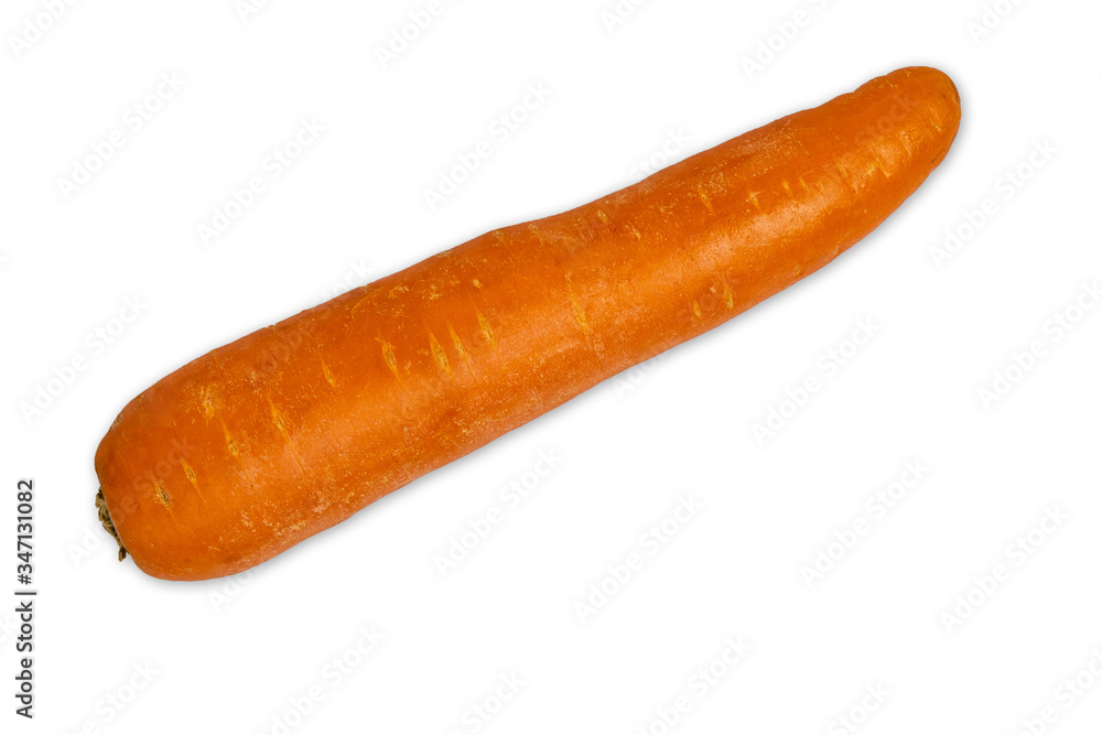 Top view (Flat Lay) A carrot isolated on a white background. Clipping path Top view (Flat Lay) A carrot isolated on a white background. Clipping path