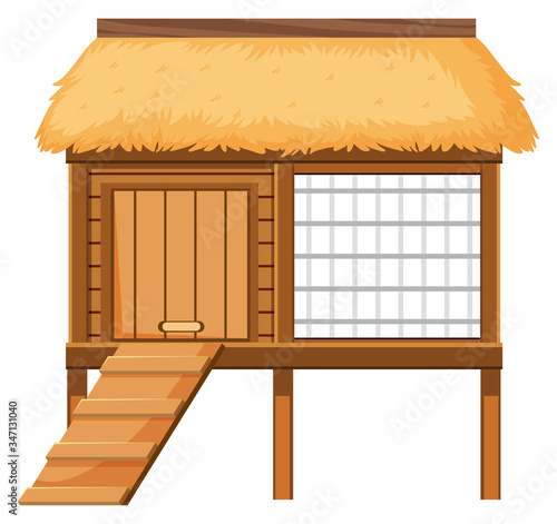 Wooden chicken coop on white background