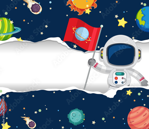 Space theme background with astronaut flying in the space