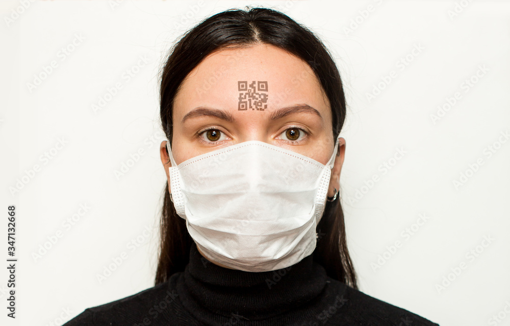 masked girl with a qr code masked girl with a qr code
