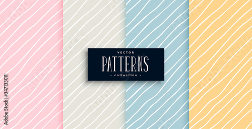 elegant hand drawn lines patterns in four colors