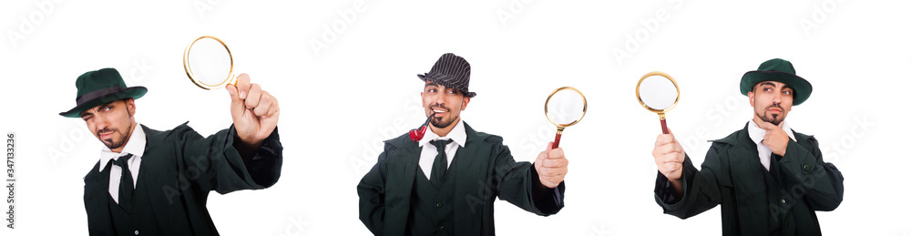 Young detective isolated on the white Young detective isolated on the white