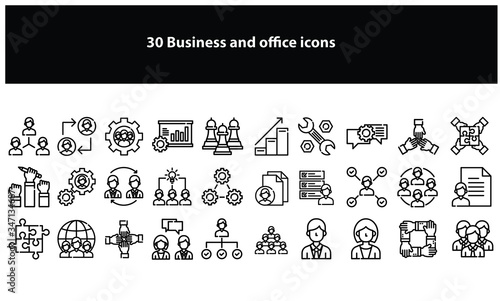 Vector business and office icons set in multiple colors for apps and websites