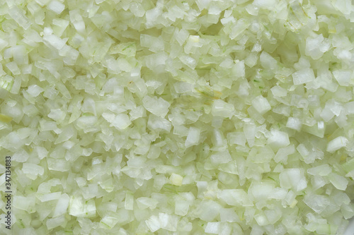 Photography of finely chopped onions for food background