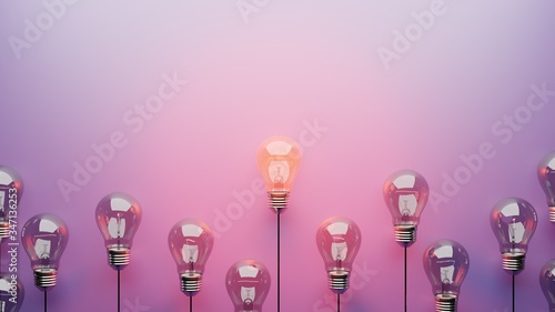 Standing out idea lightbulb concept, room for text