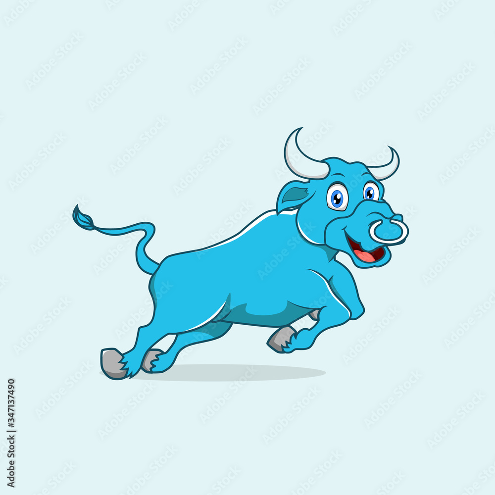 Bull Jump Smile Mascot and cartoon. vector illutrator eps.10 Bull Jump Smile Mascot and cartoon. vector illutrator eps.10