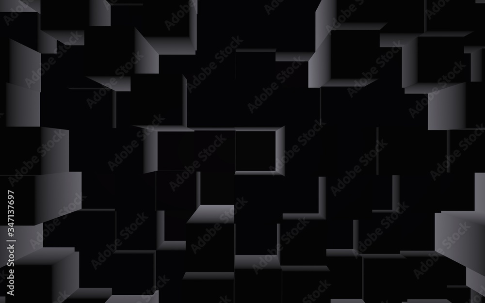 Abstract dark elegant cube geometric background. Chaotically advanced rectangular bars. 3D Rendering, 3D illustration Abstract dark elegant cube geometric background. Chaotically advanced rectangular bars. 3D Rendering, 3D illustration