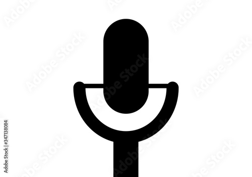 Icono de un micrófono negro sobre fondo blanco.