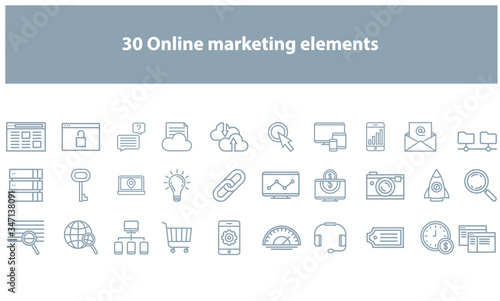 0 online marketing icon set in the color black for websites and applications