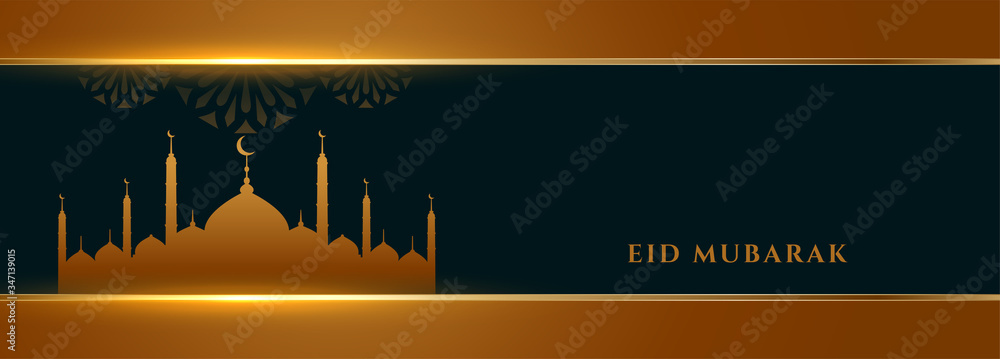 stylish golden eid mubarak festival wishes banner