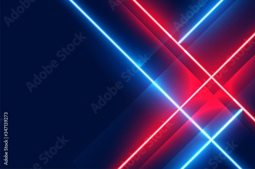 glowing neon led lights on blue and red color