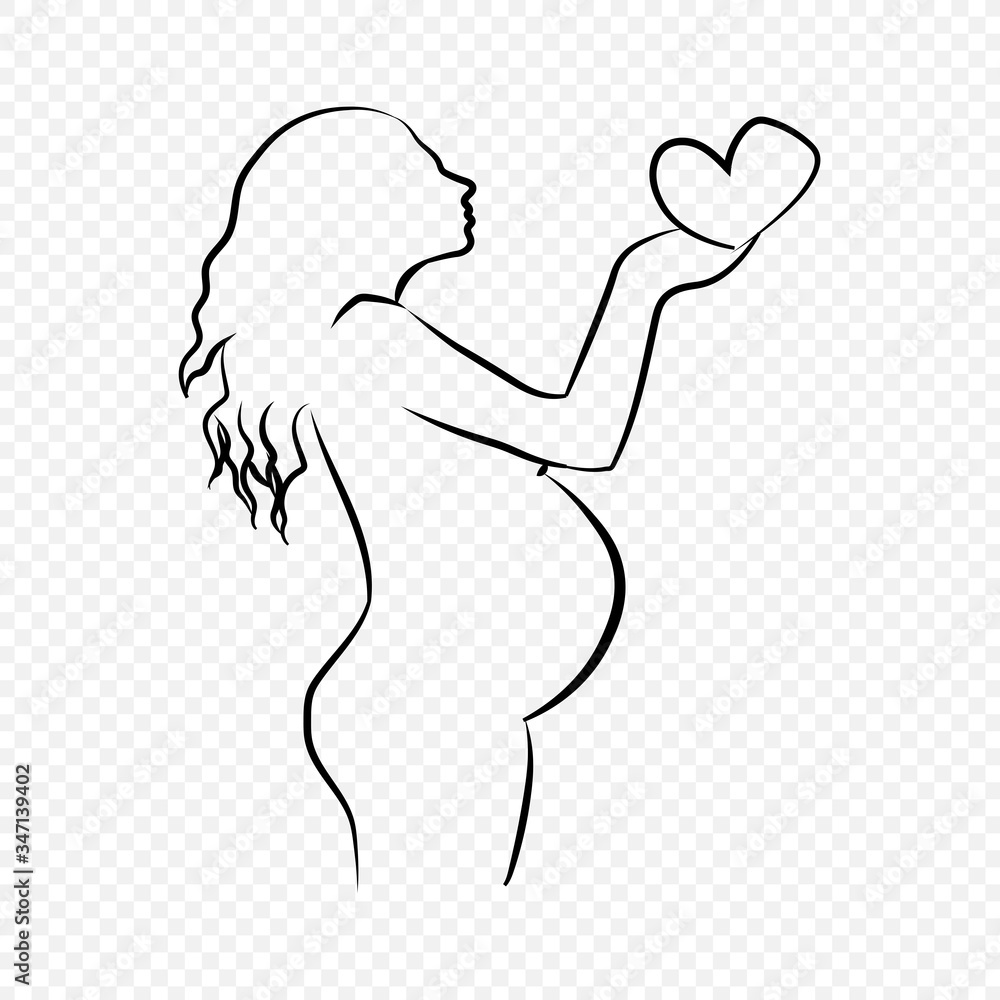 Silhouette of a pregnant girl on a transparent background vector illustration. Pregnancy and maternity. Happy Mother's Day Silhouette of a pregnant girl on a transparent background vector illustration. Pregnancy and maternity. Happy Mother's Day