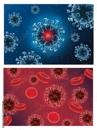 covid19 pandemic particles and blood pattern
