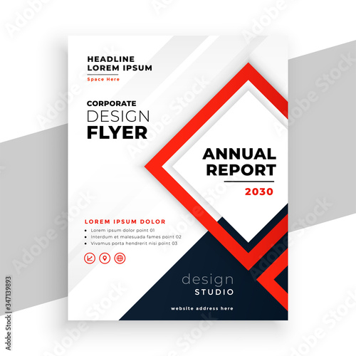 geometric red modern annual report business flyer template