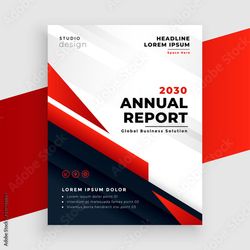 red annual report or business flyer template design