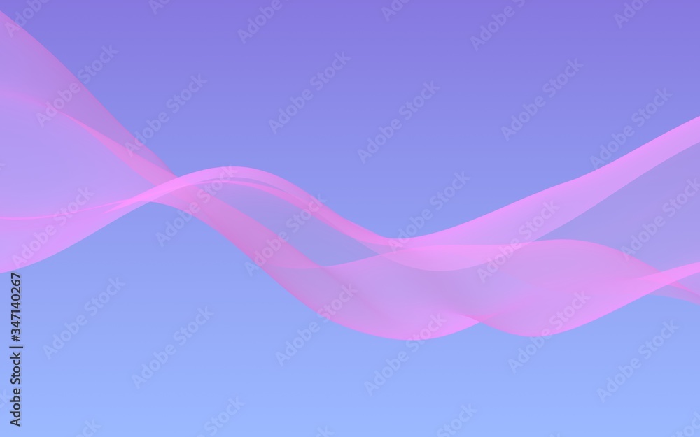 Pink wave on blue sky abstract background. Fluttering pink scarf. Waving on wind pink fabric. 3D illustration Pink wave on blue sky abstract background. Fluttering pink scarf. Waving on wind pink fabric. 3D illustration
