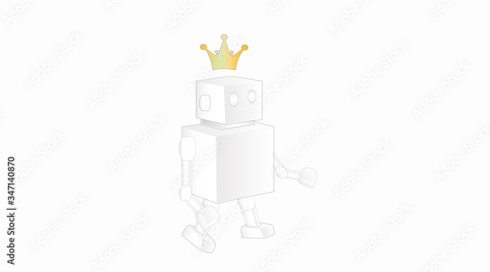 Android Robot With Crown, Vector Cartoon Illustration Android Robot With Crown, Vector Cartoon Illustration