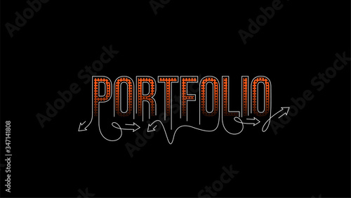 Portfolio Calligraphic line art Text banner poster vector illustration Design.