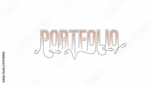 Portfolio Calligraphic line art Text banner poster vector illustration Design.