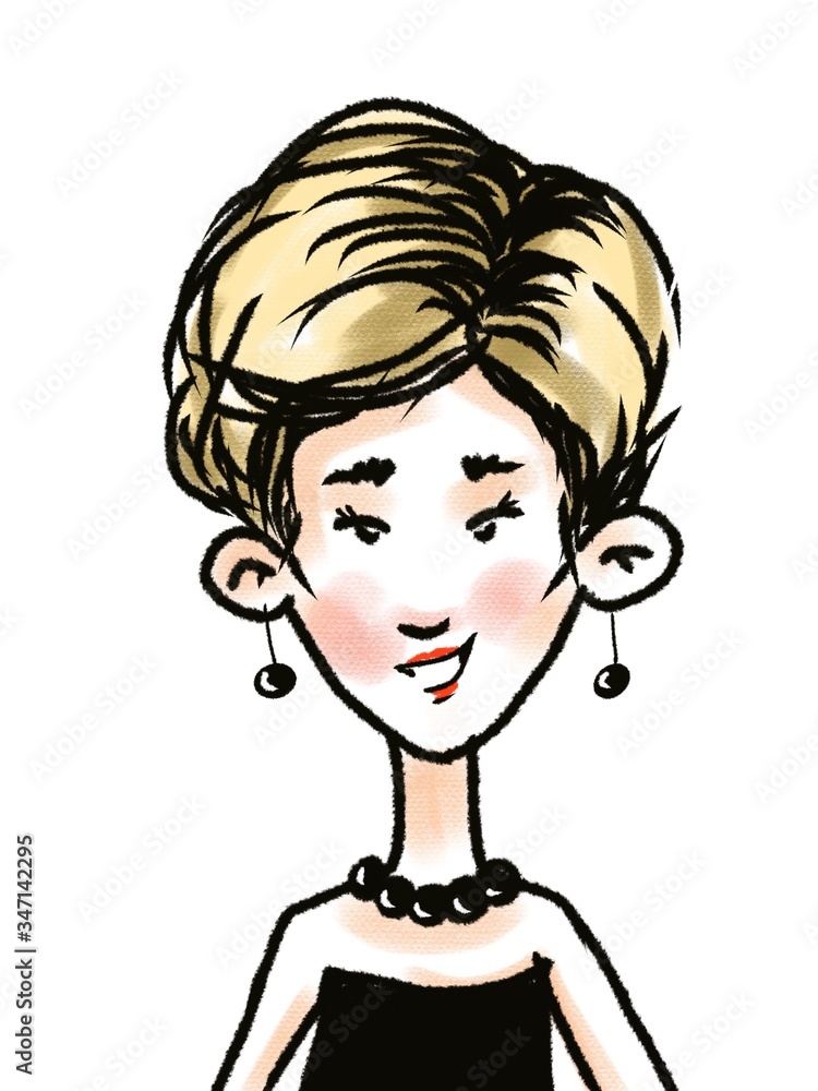 cute woman portrait cartoon character isolated on white cute woman portrait cartoon character isolated on white