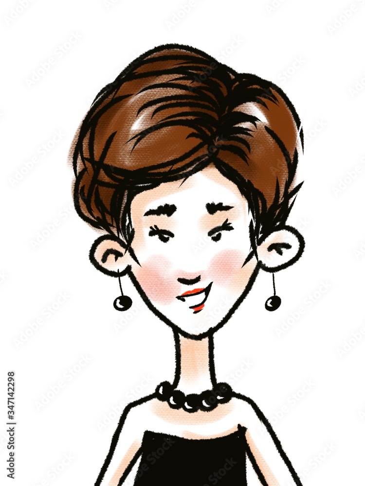 cute woman portrait cartoon character isolated on white cute woman portrait cartoon character isolated on white