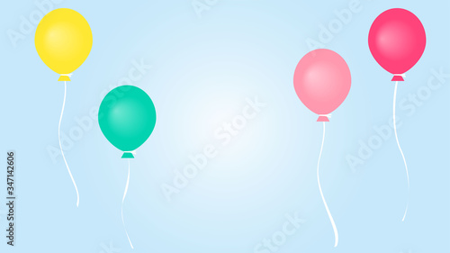 Balloons, holodays, birtyday party concept, 風船、バルーン、パーティー、誕生日、水色の背景