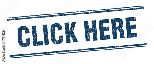 click here stamp. click here label. square grunge sign