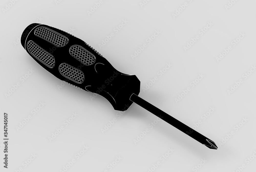 3d illustration of screwdriver isolated 3d illustration of screwdriver isolated