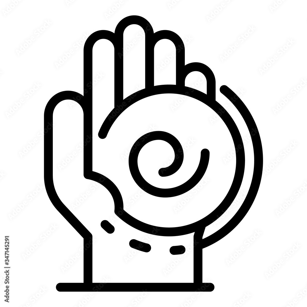 Pendulum in the palm icon. Outline pendulum in the palm vector icon for web design isolated on white background