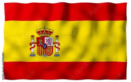Wallpaper Mural The flag of Spain. Official state symbol of the Kingdom of Spain. Concept: web, sports pages, language courses, travelling, design elements. 3d illustration Torontodigital.ca