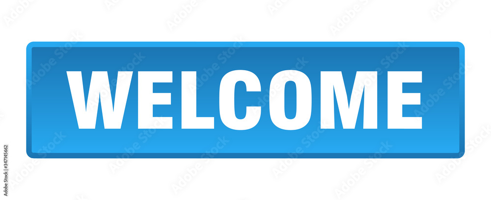 welcome button. welcome square blue push button welcome button. welcome square blue push button