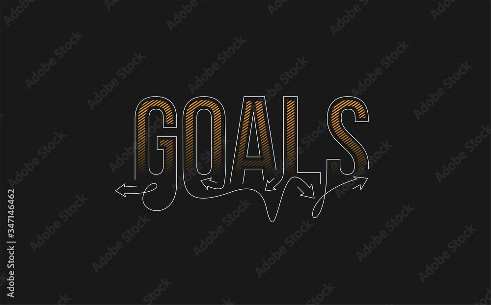 Goals Calligraphic line art Text shopping poster vector illustration Design.