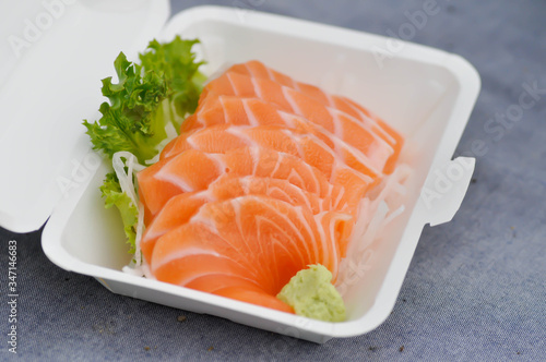 raw salmon , sliced salmon