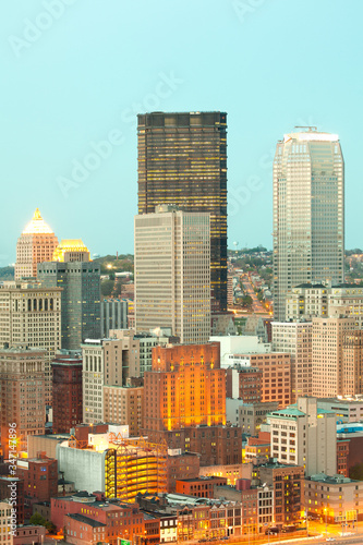 Skyline of Central Business district of Pittsburgh at dusk, Pennsylvania, United States © Jose Luis Stephens